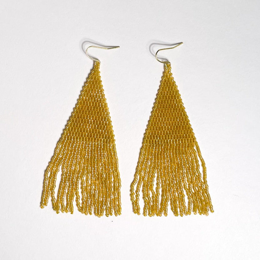 Wena Dusty Yellow Shine Fringe Earrings
