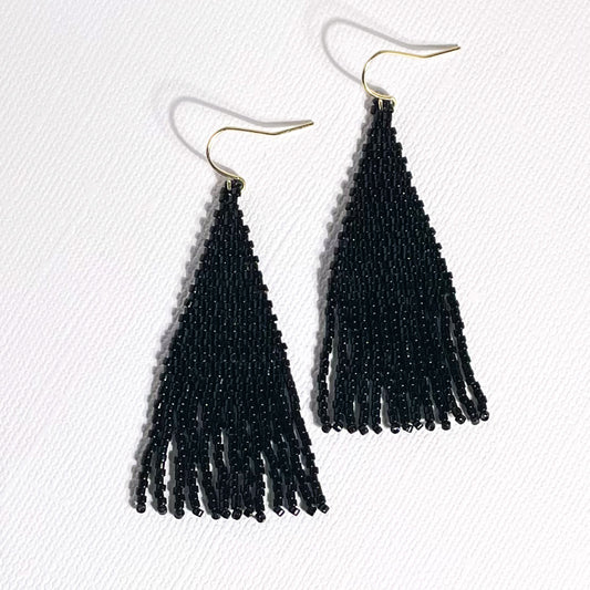 Small Wena Black Fringe Earrings