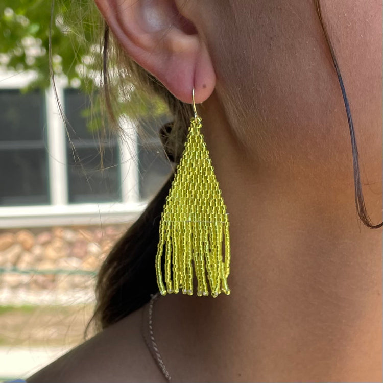 Small Wena Shine Canary Yellow Shine Fringe Earrings