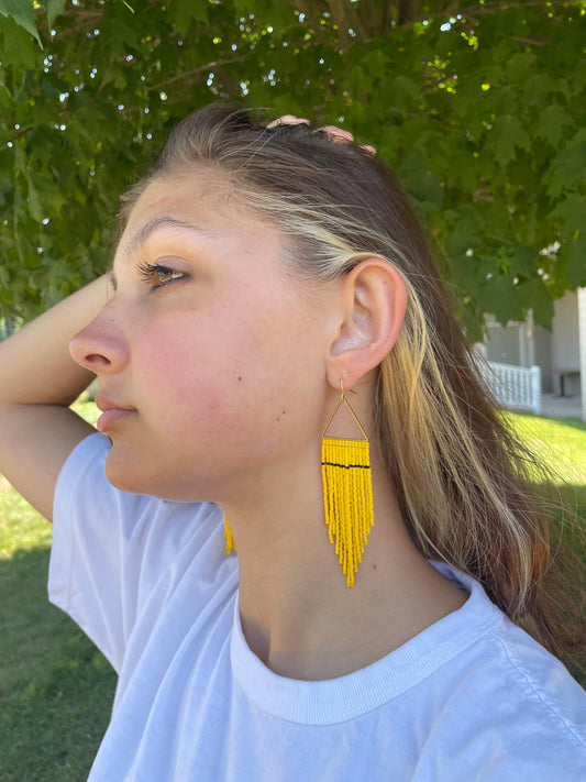 Lovely Pineapple Yellow Fringe Earrings