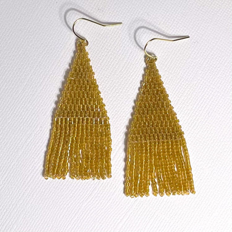 Small Wena Dusty Yellow Fringe Earrings