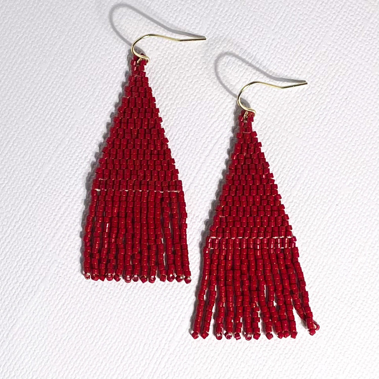Small Wena Red Fringe Earrings