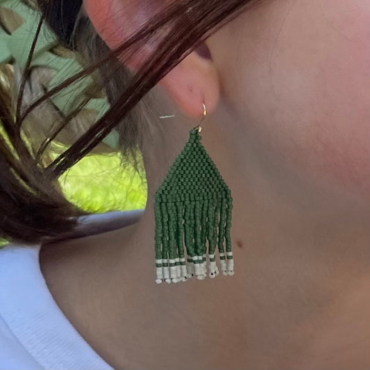 Geraldine Forest Green Fringe Earrings
