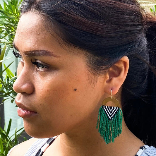 Alyssa Green Fringe Earrings
