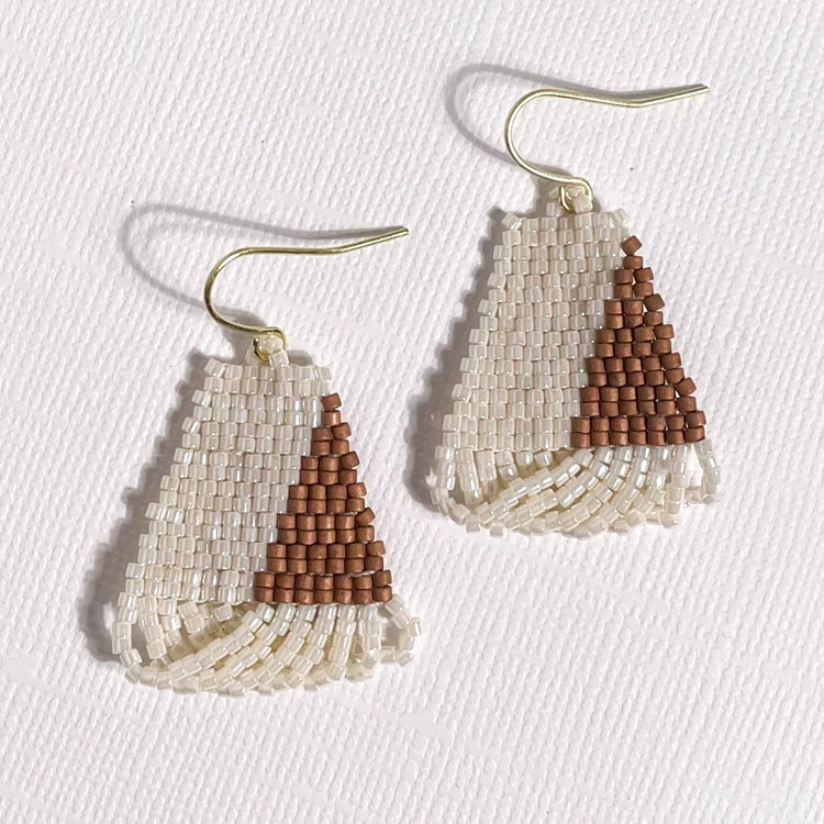 Rain White and Golden Copper Earrings