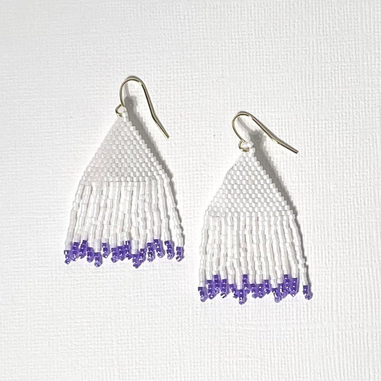 Ro White and Purple Fringe Earrings