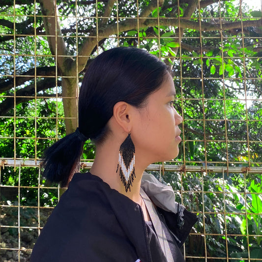 Sanje Black and Bronze Fringe Earrings