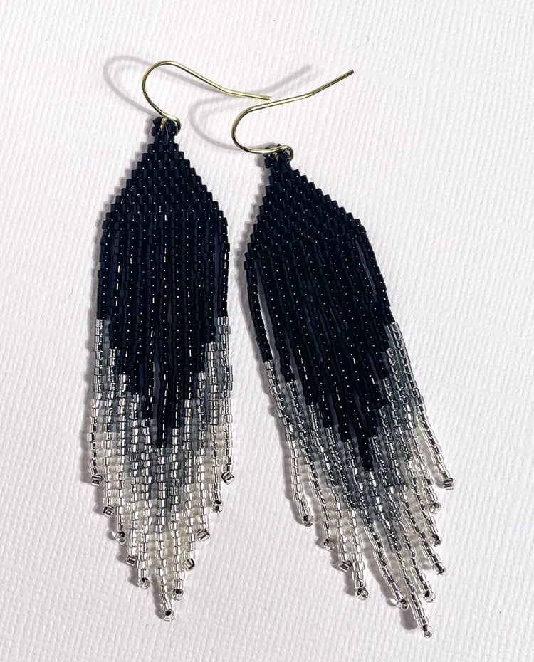 Angel Black and Silver Fringe Earrings
