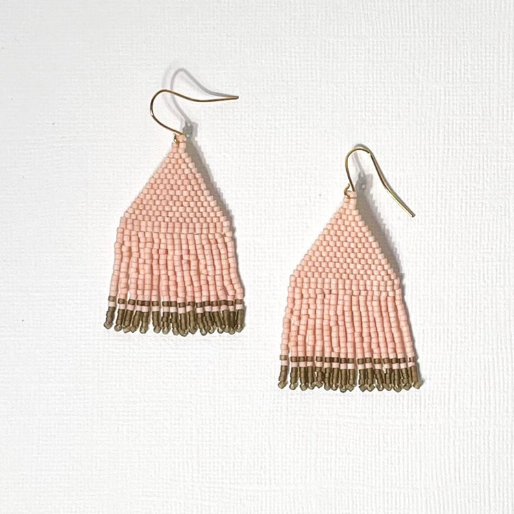 Geraldine Soft Pink and Taupe Fringe Earrings