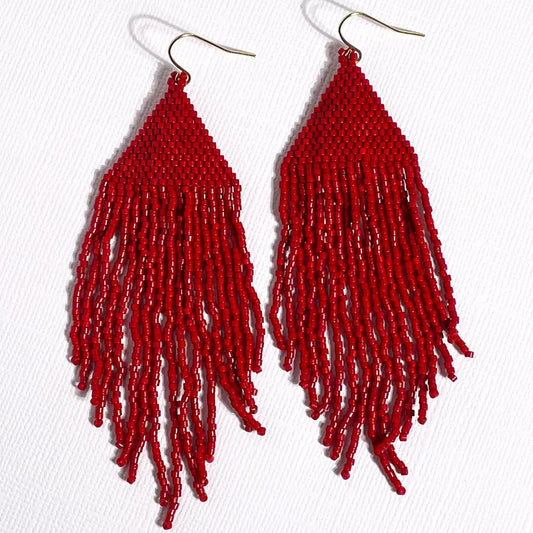 Ivy Red Fringe Earrings