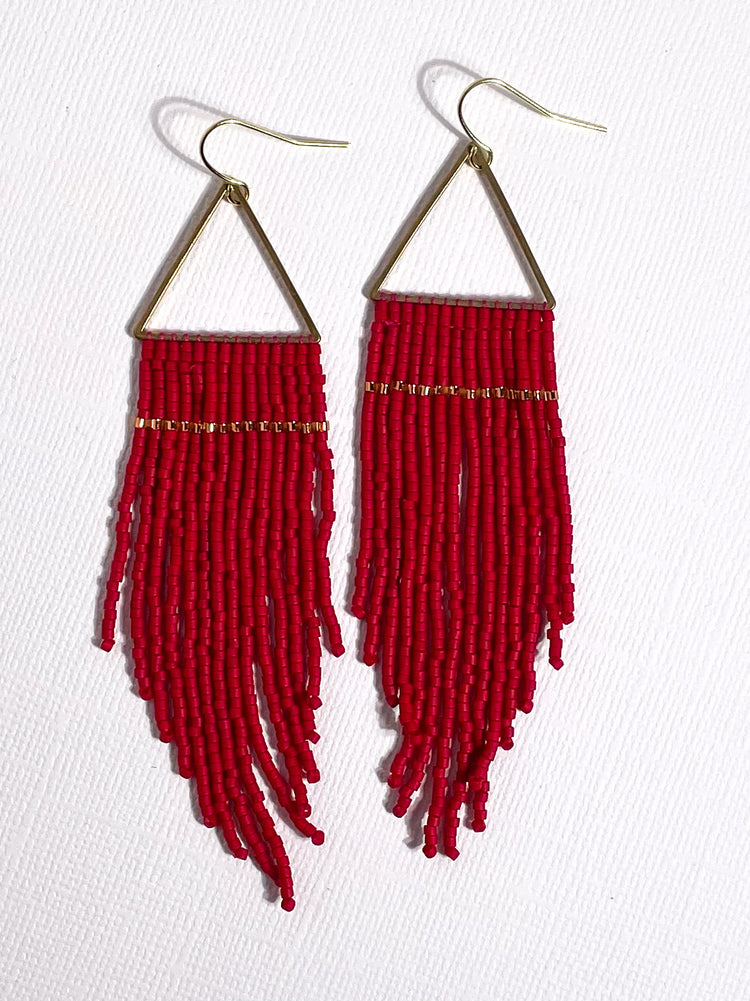 Lovely Red Fringe Earrings